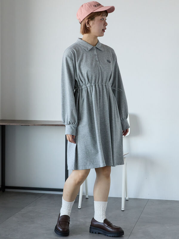 セール】 襟付きカットミニワンピース（グレー/ネイビー/キナリ