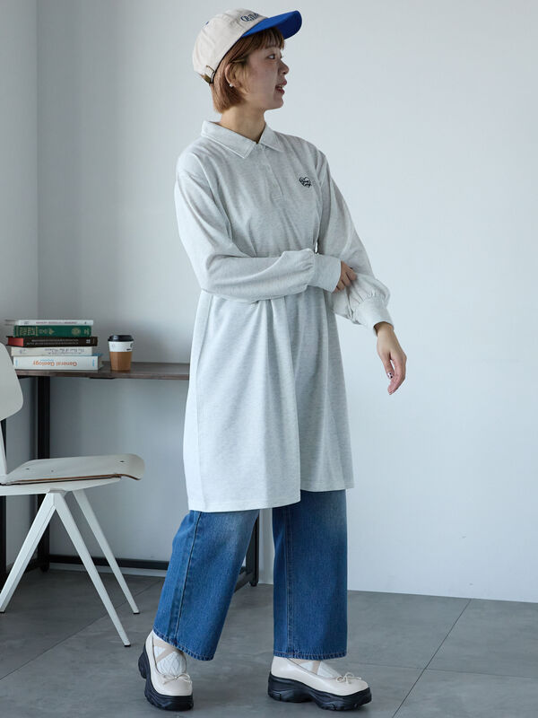 セール】 襟付きカットミニワンピース（グレー/ネイビー/キナリ