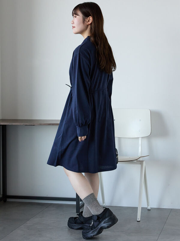 セール】 襟付きカットミニワンピース（グレー/ネイビー/キナリ