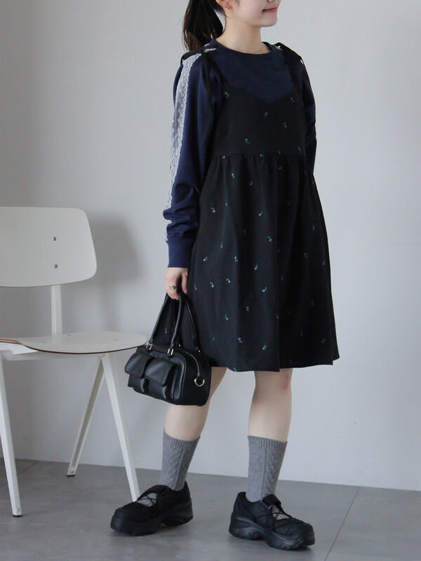 花刺繍キャミワンピース（ブラック）｜ehka sopo（エヘカソポ）通販