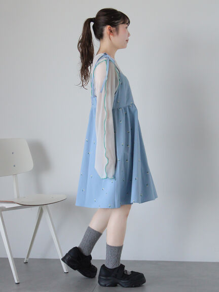 花刺繍キャミワンピース（ブラック/サックスブルー/キナリ）｜ehka sopo（エヘカソポ）通販