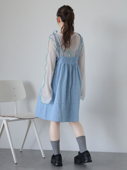 花刺繍キャミワンピース（ブラック/サックスブルー/キナリ）｜ehka sopo（エヘカソポ）通販