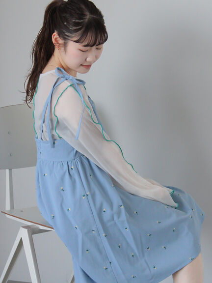 花刺繍キャミワンピース（ブラック/サックスブルー/キナリ）｜ehka sopo（エヘカソポ）通販