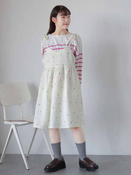 花刺繍キャミワンピース（ブラック/サックスブルー/キナリ）｜ehka sopo（エヘカソポ）通販