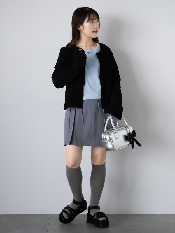 ぽむ　チャコールグレーXS ウォシャブルワイドストレートパンツ【CLEAN MOTION】 N.O.R.C｜クロス