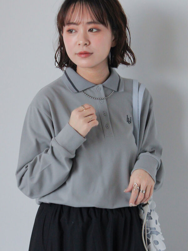 ワンポイント刺繍ポロシャツ（グレー）｜ehka sopo（エヘカソポ）通販