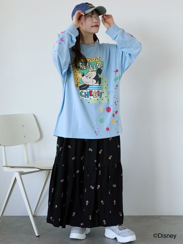 海外ディズニー SとM ロングシャツ ミッキー＆フレンズ Disney】別注 Mickey&Friends ミッキー＆フレンズ グラフィック