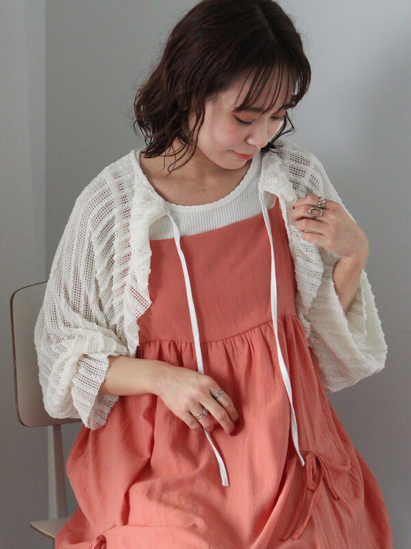 セール】 メッシュボレロカーディガン（ブラック/ベージュ