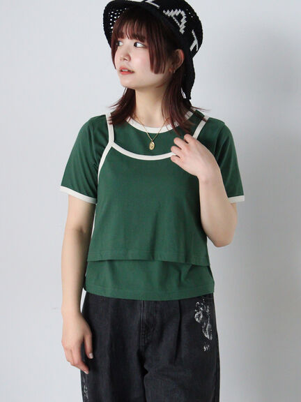 キャミ&Tシャツセット（グリーン/サックスブルー/キナリ）｜ehka sopo（エヘカソポ）通販