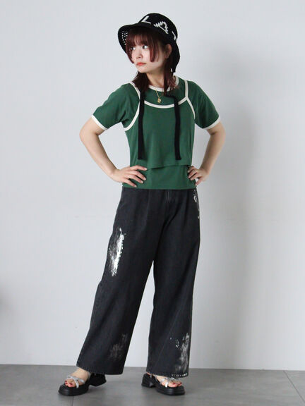 キャミ&Tシャツセット（グリーン/サックスブルー/キナリ）｜ehka sopo（エヘカソポ）通販