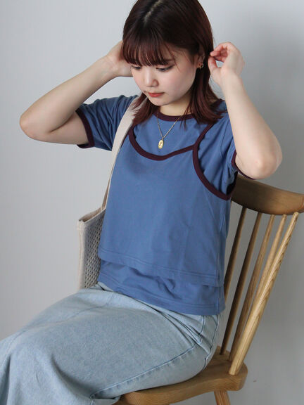 キャミ&Tシャツセット（グリーン/サックスブルー/キナリ）｜ehka sopo（エヘカソポ）通販
