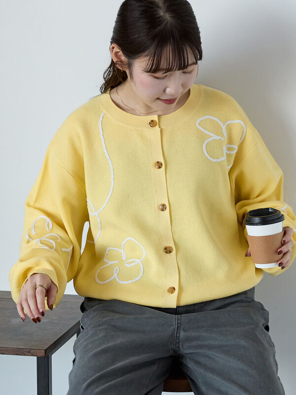 コード花刺繍カーディガン（イエロー）｜ehka sopo（エヘカソポ）通販