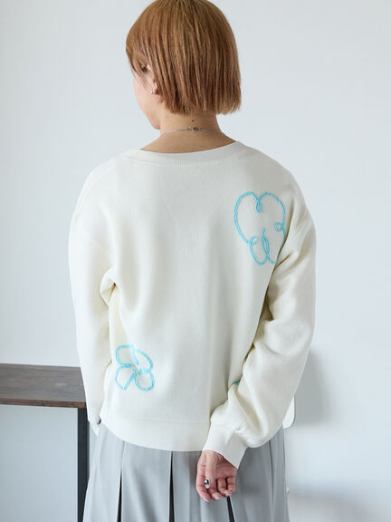 コード花刺繍カーディガン（オフホワイト/モカ/イエロー/サックスブルー）｜ehka sopo（エヘカソポ）通販