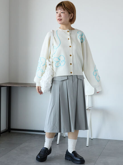 コード花刺繍カーディガン（オフホワイト/モカ/イエロー/サックスブルー）｜ehka sopo（エヘカソポ）通販