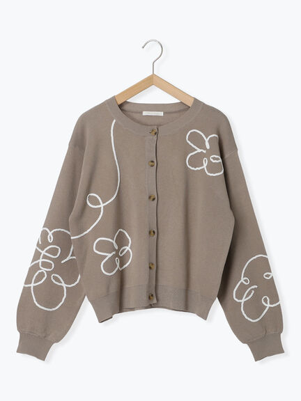 コード花刺繍カーディガン（オフホワイト/モカ/イエロー/サックスブルー）｜ehka sopo（エヘカソポ）通販