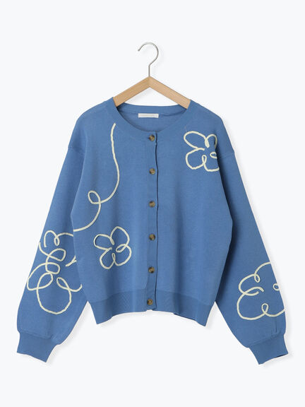 コード花刺繍カーディガン（オフホワイト/モカ/イエロー/サックスブルー）｜ehka sopo（エヘカソポ）通販