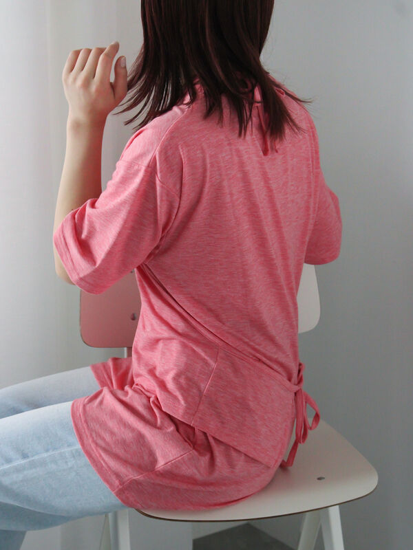 セール】 ロング丈レイヤードカットソー（オフホワイト/レッド