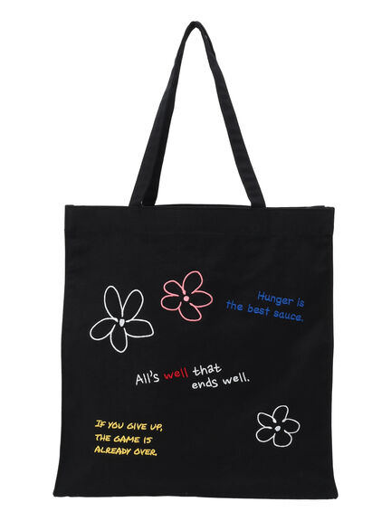 落書き刺繍トートバッグ（ブラック/グリーン/キナリ）｜ehka sopo（エヘカソポ）通販