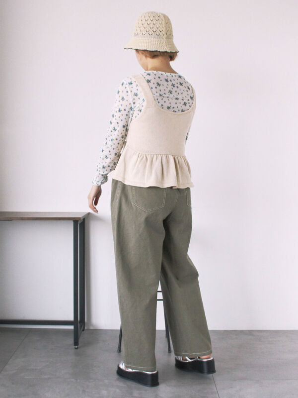 セール】 リボンニットビスチェ（グレー/ブラック/グリーン/キナリ