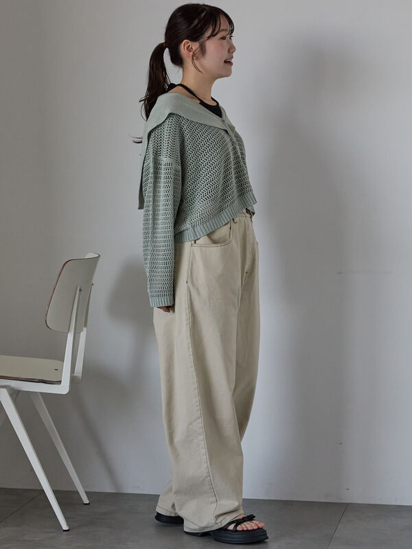 pois ポワ　メッシュカーディガン　ベージュ 在庫調整 double mesh Cardigan【beige】 | pois