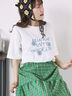 花ロゴ刺繍Tシャツ（オフホワイト/ブラック/グリーン）｜ehka sopo（エヘカソポ）通販