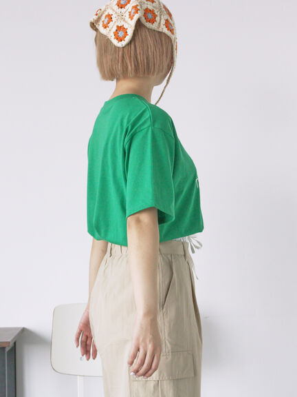花ロゴ刺繍Tシャツ（オフホワイト/ブラック/グリーン）｜ehka sopo（エヘカソポ）通販