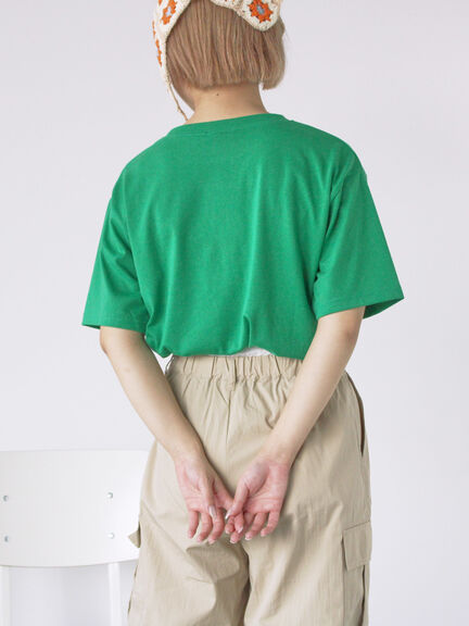 花ロゴ刺繍Tシャツ（オフホワイト/ブラック/グリーン）｜ehka sopo（エヘカソポ）通販