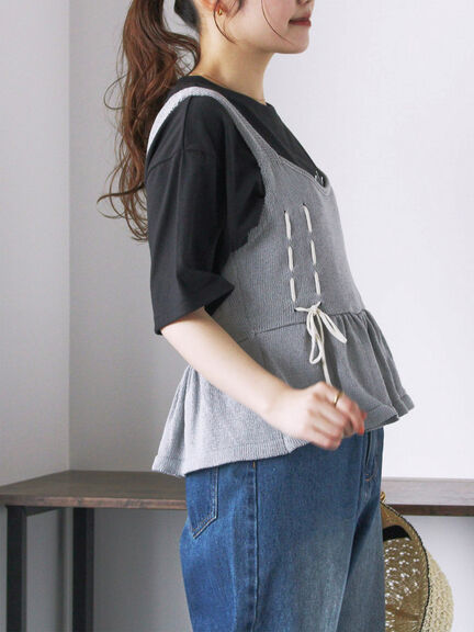 花ロゴ刺繍Tシャツ（オフホワイト/ブラック/グリーン）｜ehka sopo（エヘカソポ）通販
