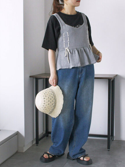 花ロゴ刺繍Tシャツ（オフホワイト/ブラック/グリーン）｜ehka sopo（エヘカソポ）通販