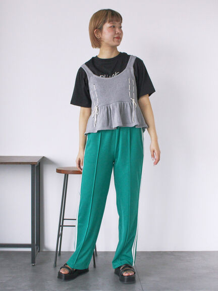 花ロゴ刺繍Tシャツ（オフホワイト/ブラック/グリーン）｜ehka sopo（エヘカソポ）通販