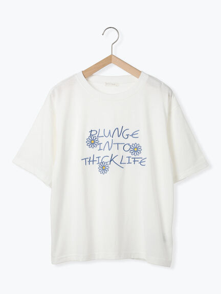 花ロゴ刺繍Tシャツ（オフホワイト/ブラック/グリーン）｜ehka sopo（エヘカソポ）通販