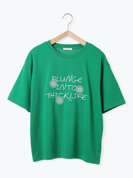花ロゴ刺繍Tシャツ（オフホワイト/ブラック/グリーン）｜ehka sopo（エヘカソポ）通販