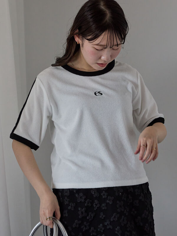 パイルリンガーTシャツ（オフホワイト/イエロー/ネイビー）｜ehka sopo（エヘカソポ）通販