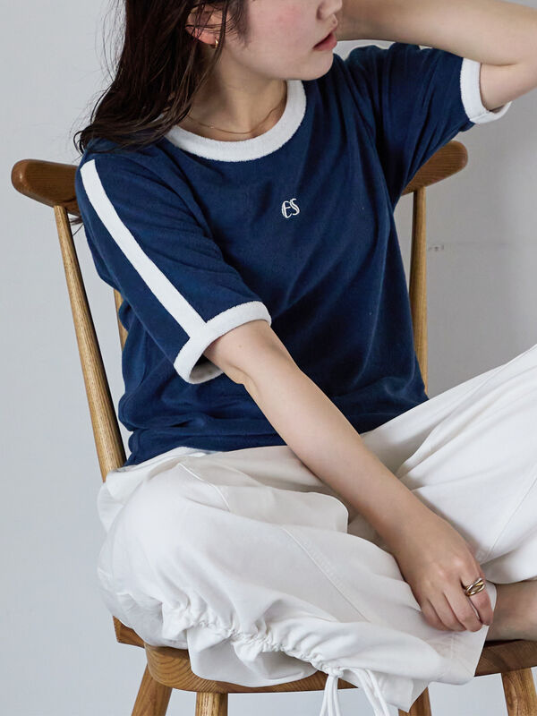 パイルリンガーTシャツ（ネイビー）｜ehka sopo（エヘカソポ）通販