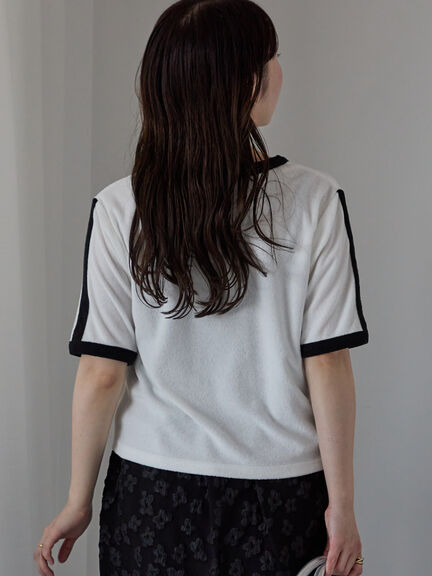 パイルリンガーTシャツ（オフホワイト/イエロー/ネイビー）｜ehka sopo（エヘカソポ）通販