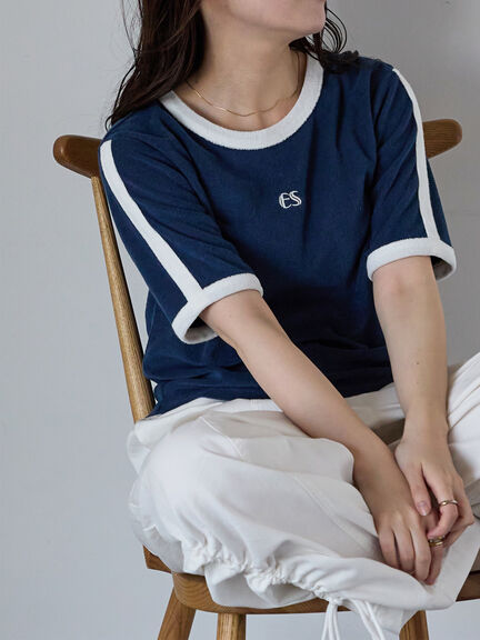 パイルリンガーTシャツ（オフホワイト/イエロー/ネイビー）｜ehka sopo（エヘカソポ）通販