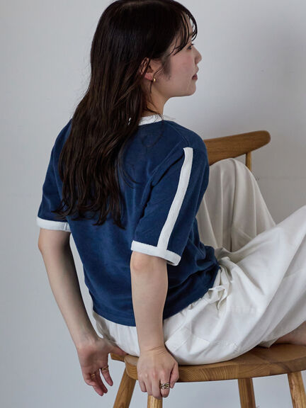 パイルリンガーTシャツ（オフホワイト/イエロー/ネイビー）｜ehka sopo（エヘカソポ）通販