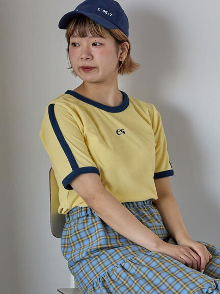 パイルリンガーTシャツ（オフホワイト/イエロー/ネイビー）｜ehka sopo（エヘカソポ）通販