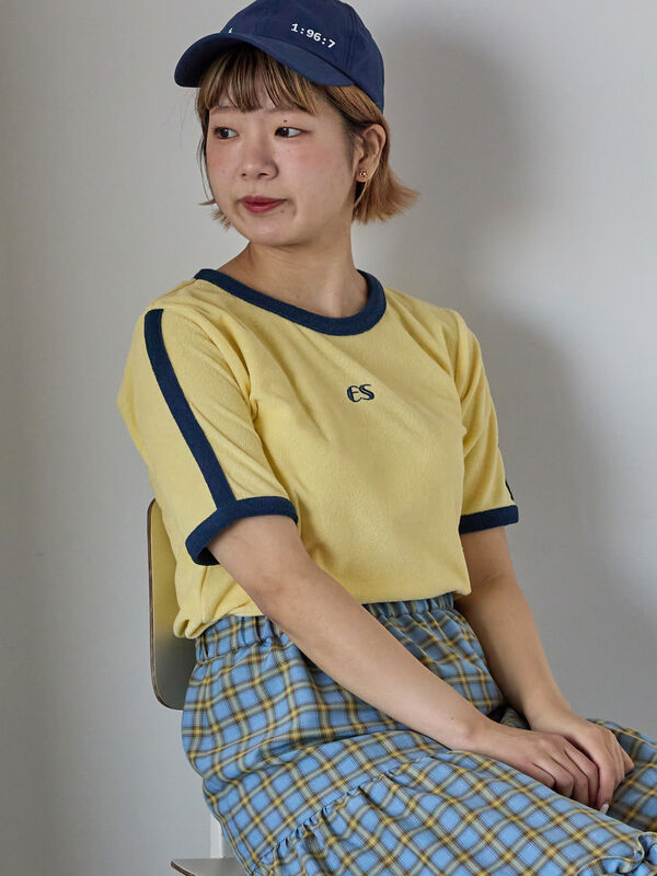 セール】 パイルリンガーTシャツ（オフホワイト/イエロー
