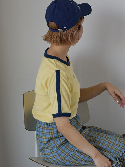 パイルリンガーTシャツ（オフホワイト/イエロー/ネイビー）｜ehka sopo（エヘカソポ）通販