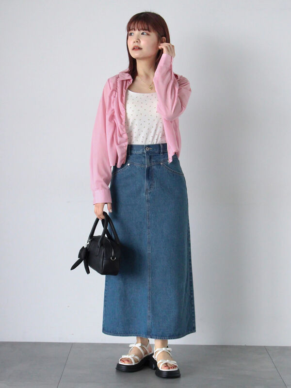 2   スマイルフラワー セール】 シャーリングジップシャツ（オフホワイト/ピンク