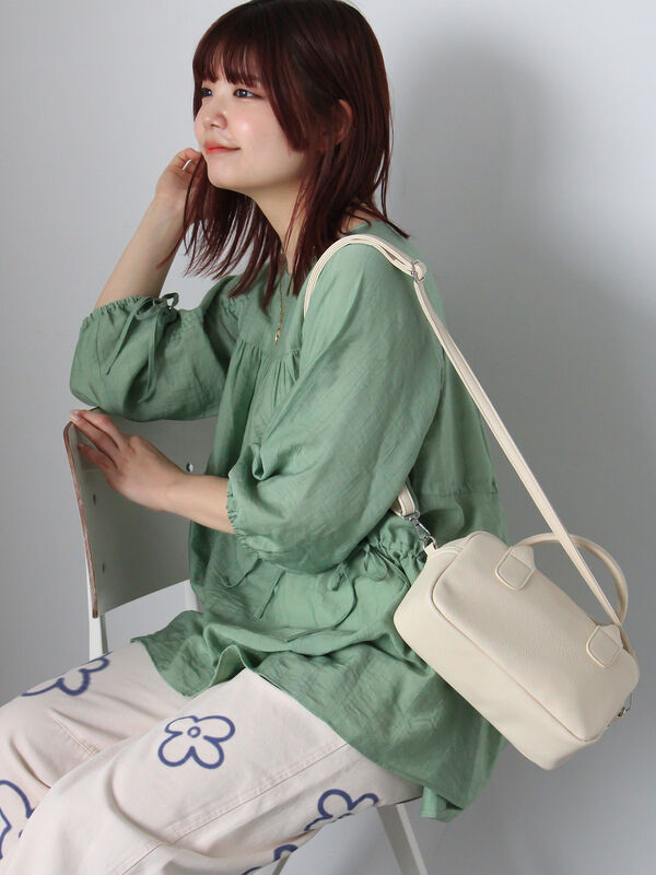 セール】 ドロストチュニック（オフホワイト/ブラック/グリーン