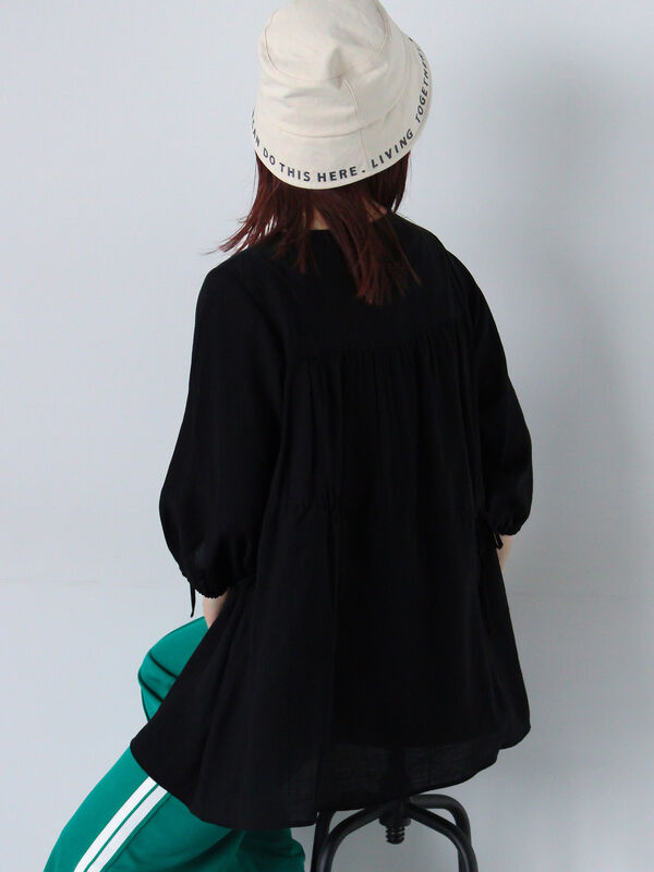 セール】 ドロストチュニック（オフホワイト/ブラック/グリーン