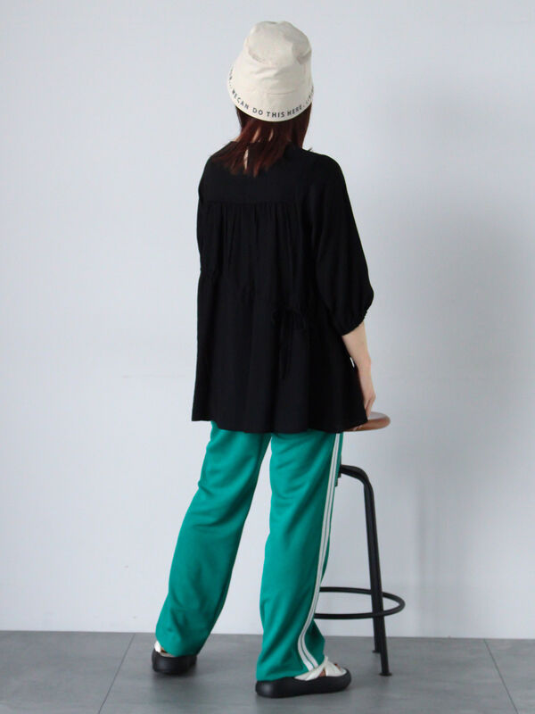 セール】 ドロストチュニック（オフホワイト/ブラック/グリーン