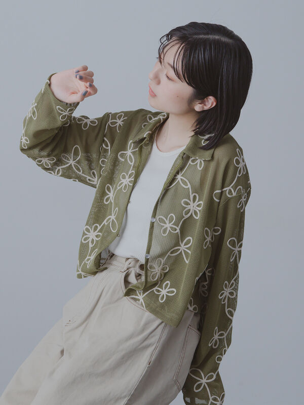 コード刺繍襟付きカーディガン（ベージュ/グリーン/ラベンダー/キナリ）｜ehka sopo（エヘカソポ）通販