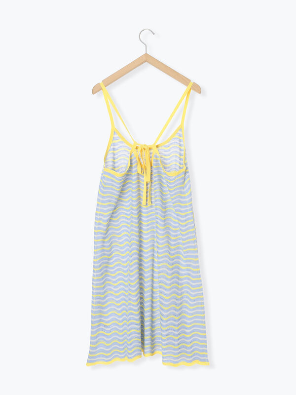 セール】 配色透かし編みキャミワンピース（オフホワイト