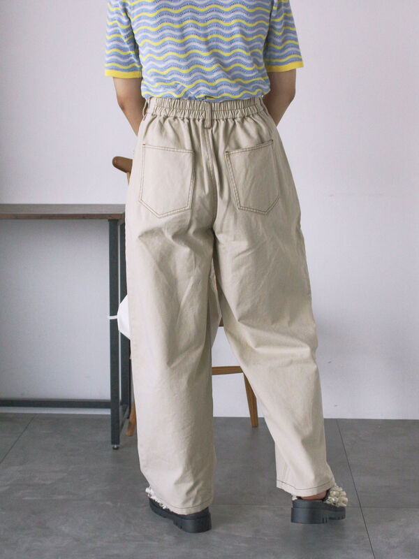 セール】 ボタンアジャストパンツ（チャコールグレー/ベージュ/カーキ