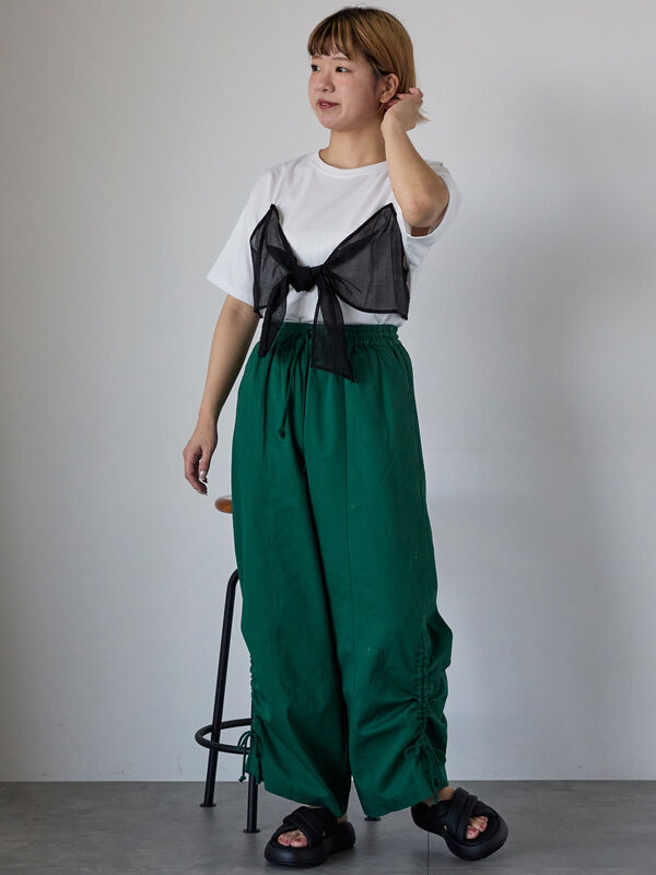 セール】 ワイドイージーパンツ（オフホワイト/ブラック/グリーン