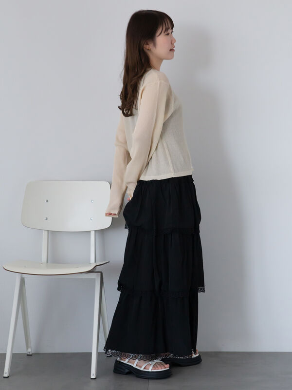 ELFSACK スカート レース マキシ丈 ティアードスカート ELFSACK スカート レース マキシ丈 ティアードスカート (ELF