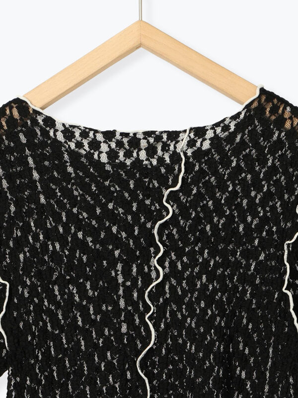 セール】 配色メローレースカットソー（オフホワイト/ブラック/キナリ